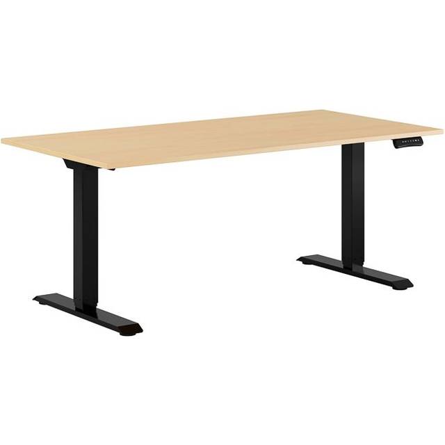 Höj och sänkbart skrivbord, 2-motorigt, svart stativ, bok bordsskiva 160x80cm
