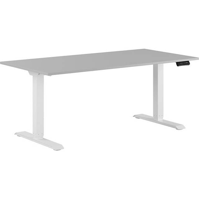 Höj och sänkbart skrivbord, 2-motorigt, vitt stativ, grå bordsskiva 160x80cm