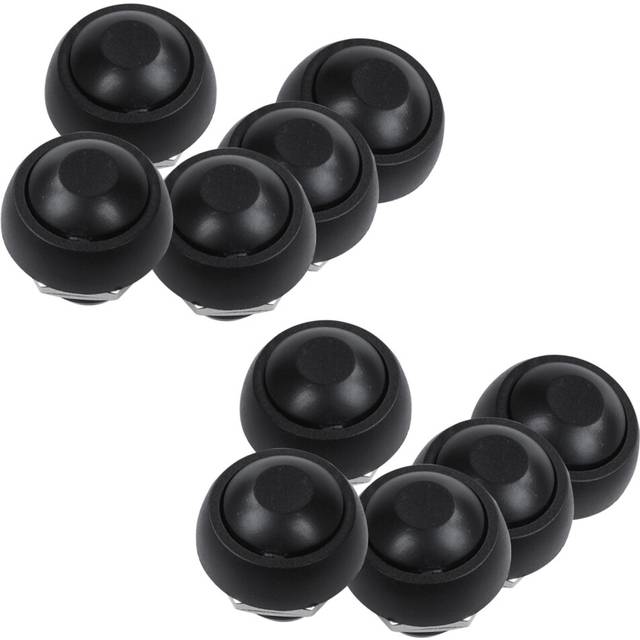 Black 10X Pcs 12mm Waterproof Momentary ON/OFF Push Button Round SPST Switch