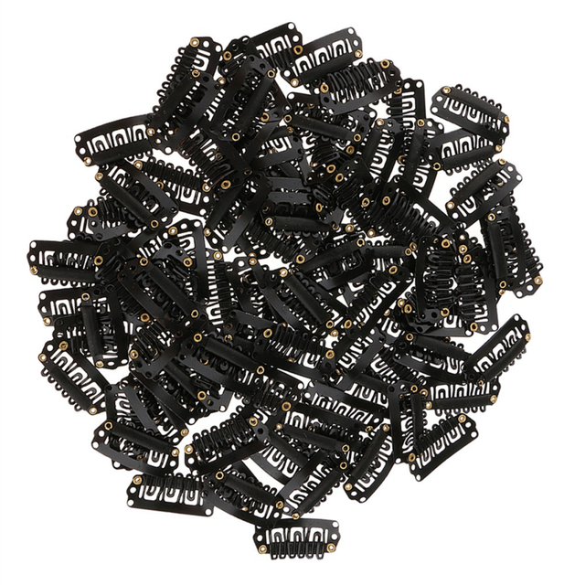 100Pcs 6-Teeth U-Shaped Hair Clips Extensions Snap Clip