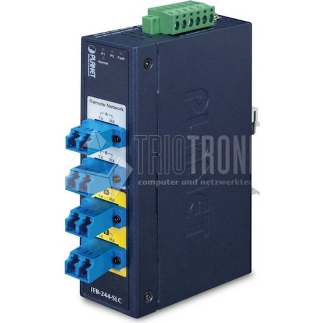 PLANET Switch by-pass indus 4x SC monomode -40/+75°C network media converter 1310 nm Blue