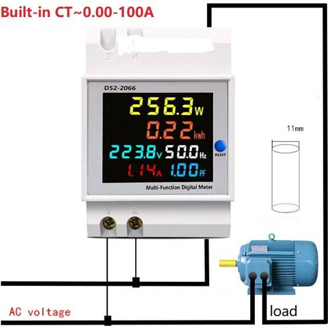 (AC40-300, Built-in CT) AC40V~450V 100A Digital Single Phase Energy Meter Tester Electricity Usage Monitor Power Voltmeter Ammeter