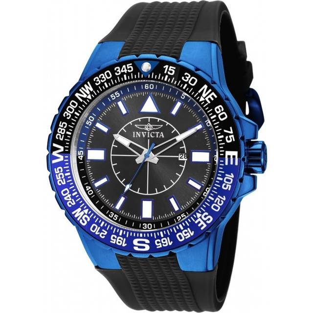 Invicta 19269 52 in. Dia. 32 mm Mens Aviator Quartz 3 Hand Black Dial Watch