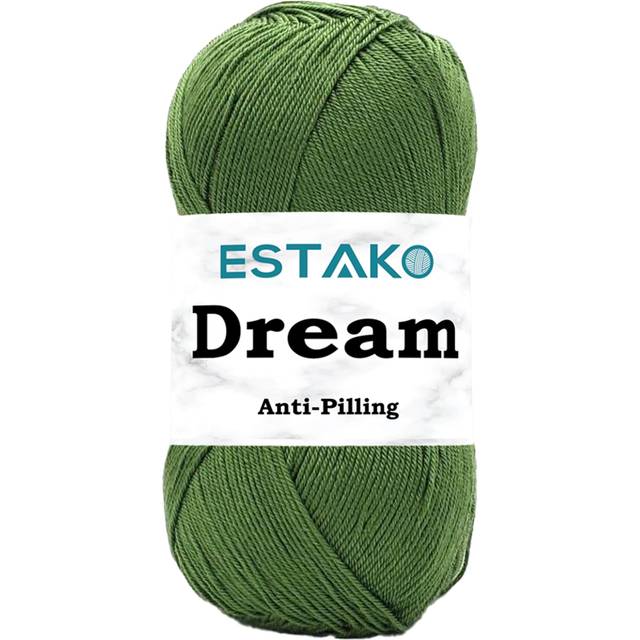 Estako Dream  100% Microfiber Acrylic Yarn  Soft  Super Fino/Fingering Weight 1 for Crochet and Knitting 3.5 Oz 100g / 382 Yrds 350m 74023 - Green