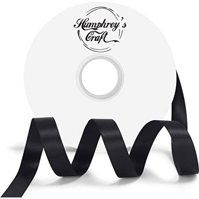 Humphrey's Craft 5/8 Inch Black Double Faced Satin Ribbon - 50 Yards Variety of Color for Crafts Gift Wrapping DIY Bows Bouquet Decoration Sewing Chri