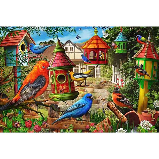 Diamond Embroidery Bird Garden Cross Stitch Full Round Diamond Diamond Painting Rhinestones 20X30CM