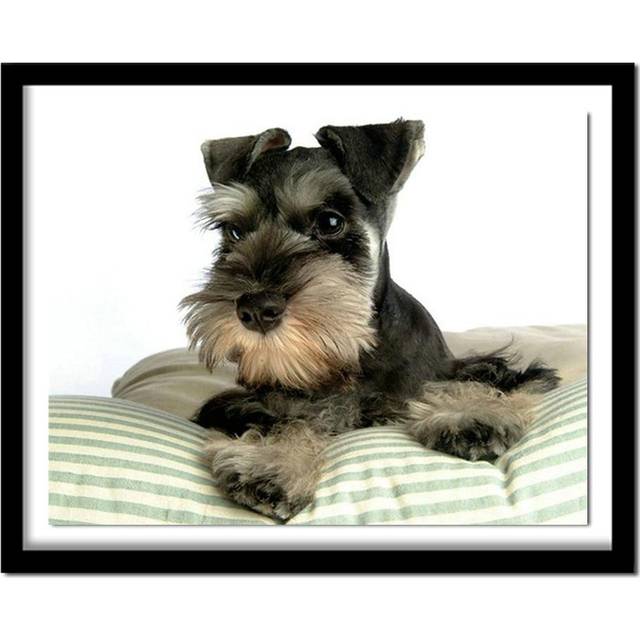 Cross Stitch Cute Gray Lovely Dog Crystal Needlework Diamond Embroidery Full Diamond Decor 20X30CM