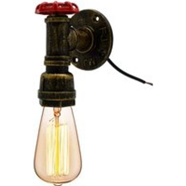 Vintage Brushed Copper Metal Water Pipe Wall Sconce Light Holder with Wheel~2069
