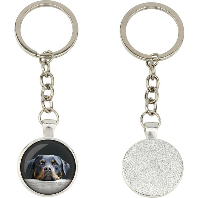 Rottweiler, Rott, Rottie - keychain in a box, own photo, keychain pendant from Art-Dog brand silver
