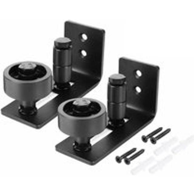Cyslmuk - 2pcs Heavy Duty Black Carbon Steel Sliding Door Guide Adjustable Roller Wall Mounting System