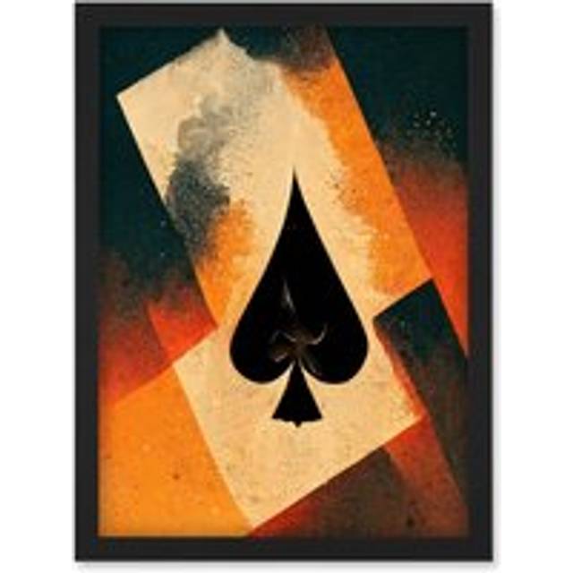 Ace Of Spades Card Casino Poker Abstract Artwork Framed Wall Art Print A4 - Black - One Size