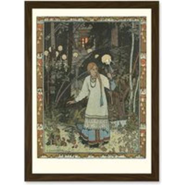 Ivan Bilibin Illustration Fairy Tale Vasilisa Beautiful 1990 Artwork Framed Wall Art Print A4 - Brown - One Size
