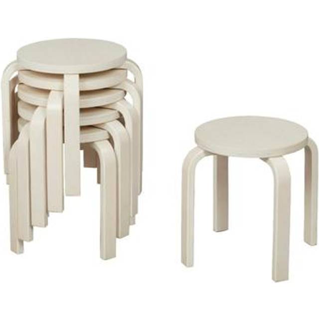 ECR4Kids Bentwood Stackable Stools  Classroom Furniture  White Wash  6-Piece