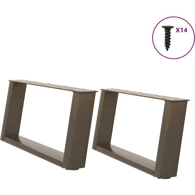 vidaXL Soffbordsben U-formade 2 st naturstål 60x(30-31) cm stål