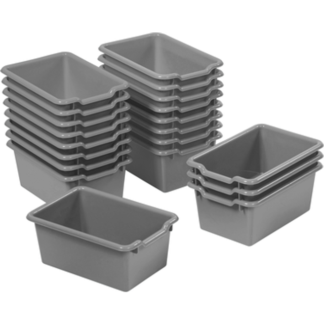 ECR4Kids Scoop Front Storage Bin  Multipurpose Organization  Dark Grey  20-Piece