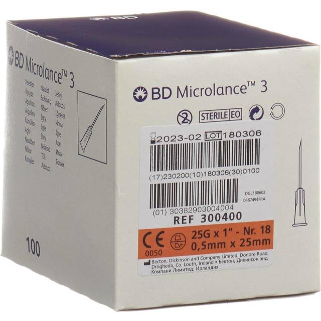 Injektionskanyl BD Microlance - 0,5x25mm 25G orange - 100 st