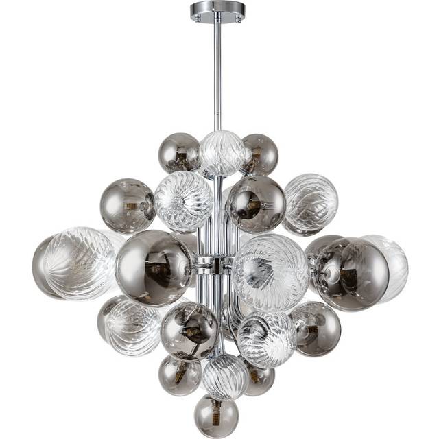 Kaela 18-Light Sputnik Chandelier with Glass Accents - Chrome (25.6cm H X 31.5cm W X 31.5cm D)