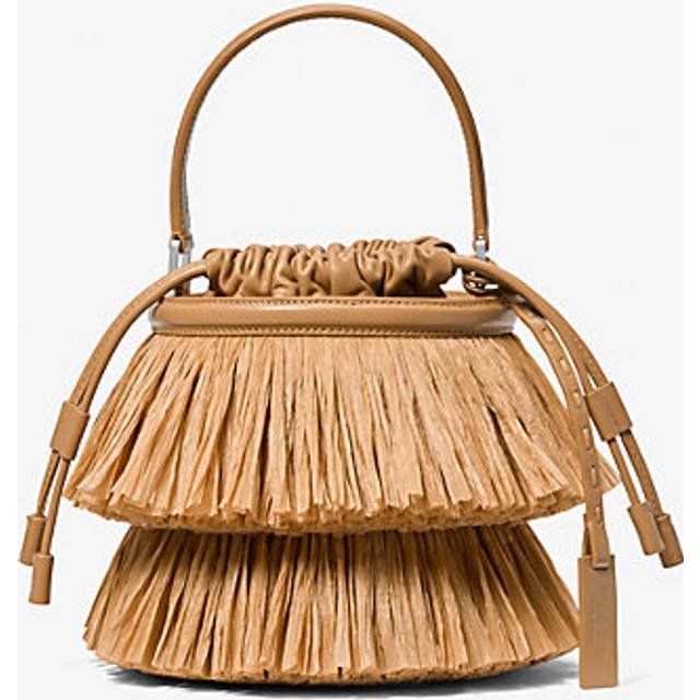 MK Ischia Mini Leather and Fringe Bucket Bag - Natural - Michael Kors - ONE SIZE