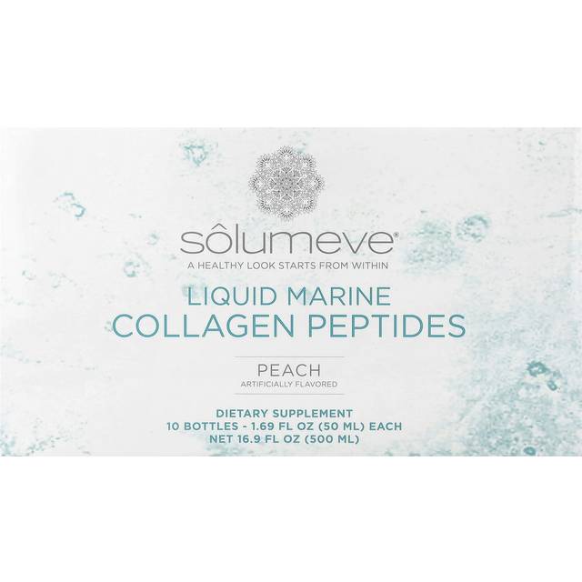 Solumeve Ageless Beauty Liquid Marine Collagen, CoQ10, Peach, 10 Bottles