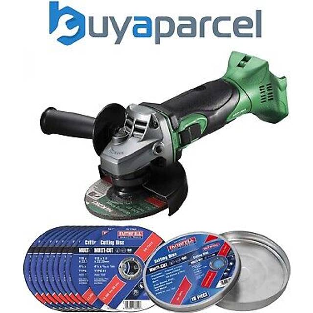 Hikoki - Cordless Angle Grinder 115mm 18V Hi Torque + X10 Cutting Discs G18DSL2W4Z