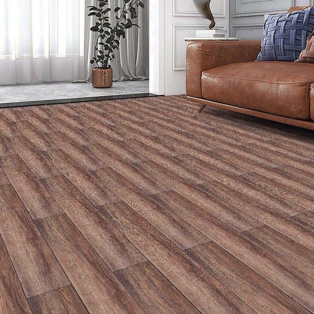 Living and Home Nature Brown Wood Grain SPC Vinyl Floor Tile 14 Pack