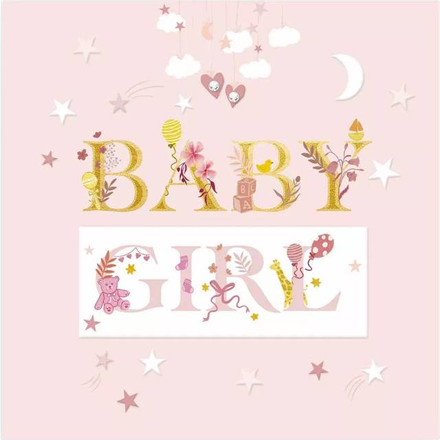 Woodmansterne Pink New Baby Girl Card