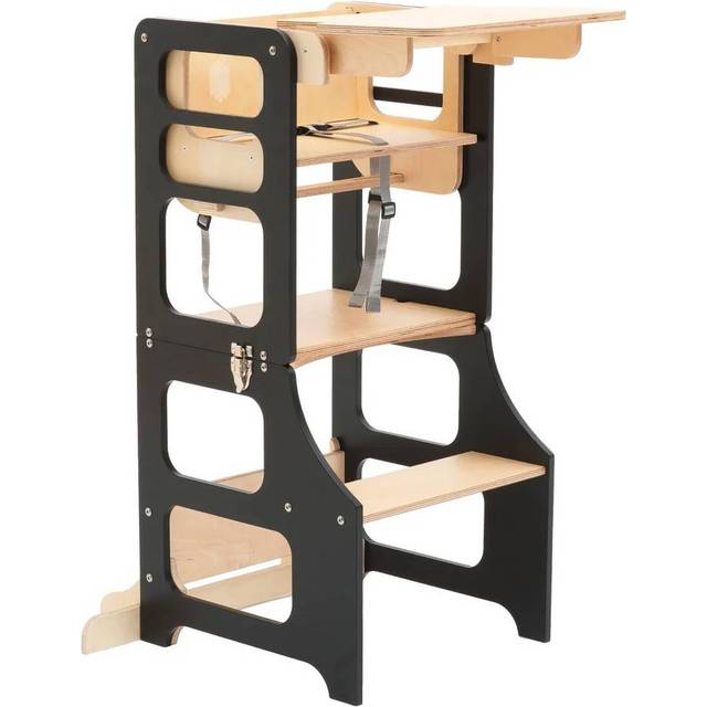 Duck Woodworks Fällbar Hjälpa Till Pall med Matstol, Svart