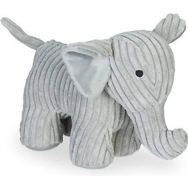 Elephant Door Stop, Fabric, for Floors, Sand-Filled, Indoors, Animal Doorstop, 22 cm Tall, Soft, Heavy, Grey