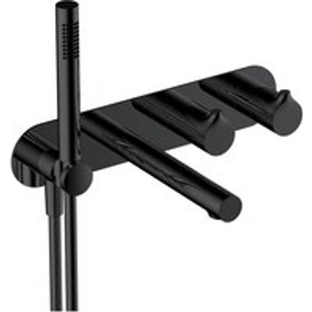 RAK Ceramics Sorrento Horizontal Concealed Thermostatic Dual Control Shower Valve with Handset and Bath Spout | Matt Black | Metal | 380mm x 327mm x 313mm