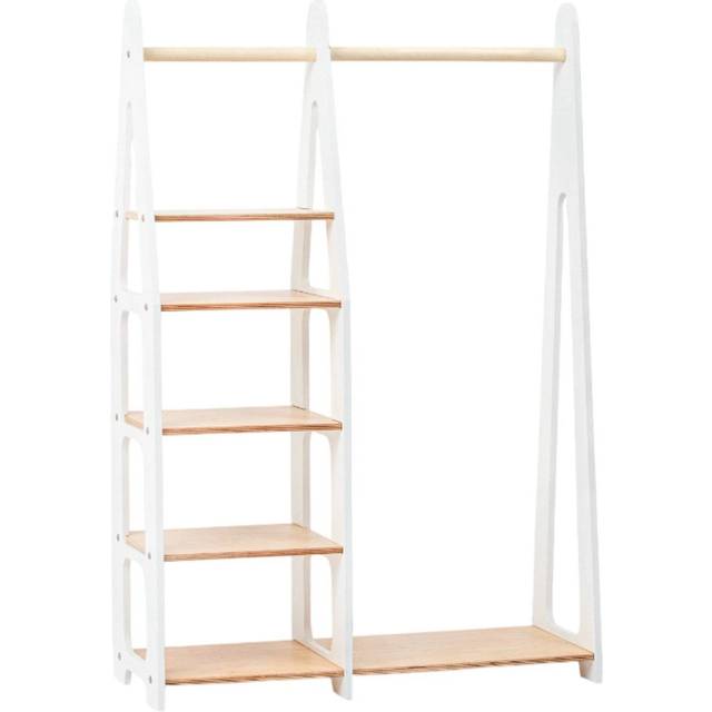 Duck Woodworks Klädhängare med Hyllor, Vit