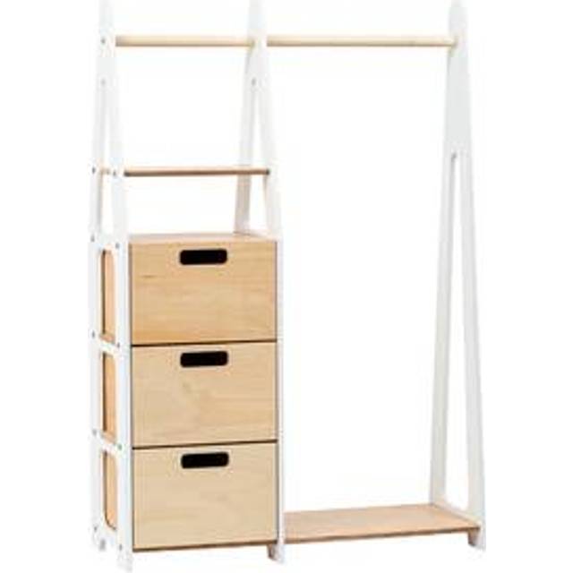 Duck Woodworks Klädhängare med Lådor, Vit