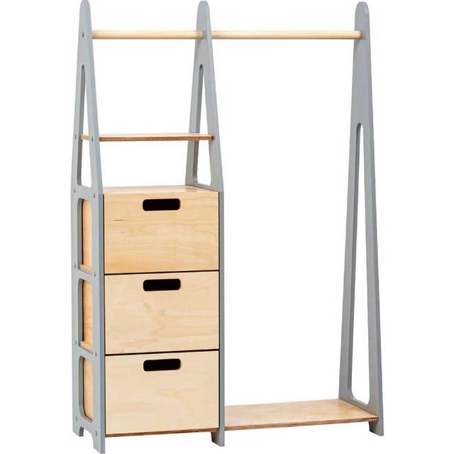 Duck Woodworks Klädhängare med Lådor, Grå