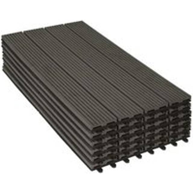 Woltu - 6 x wpc Composite Decking Boards 30 x 60 cm (1 m2) Wood Effect Grey