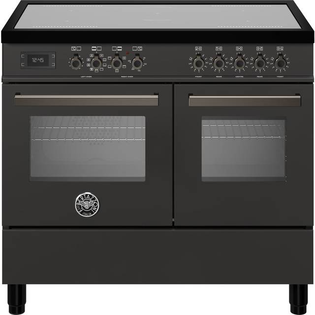 PRO105I2ECAT Professional induktionsspis med dubbelugn, 100 cm, svart - Carbonio, ral 9011, pantone black 6, matt yta