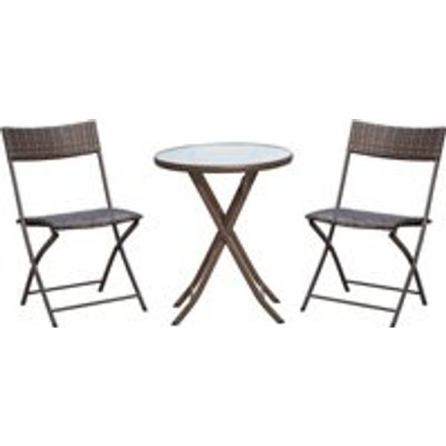 2 Seater Wicker Rattan Bistro Set-Brown