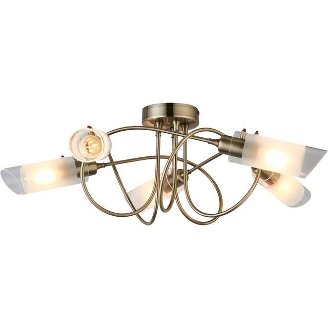 John Lewis Limbo 5 Arm Semi Flush Ceiling Light, Brass