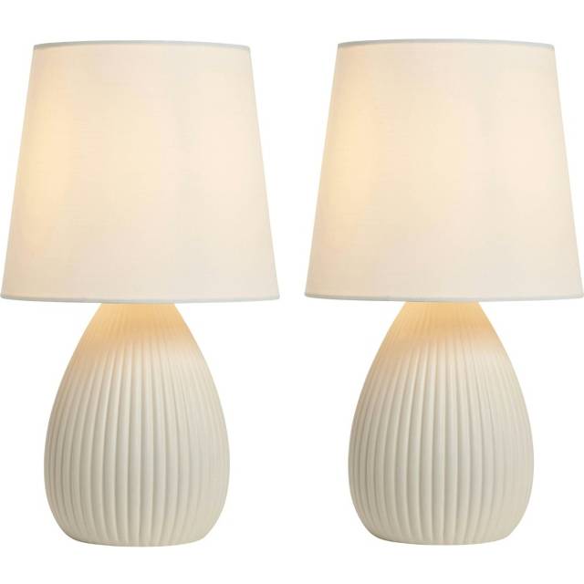 BHS Freya Teardrop Ceramic Table Lamp Pack of 2 - Cream