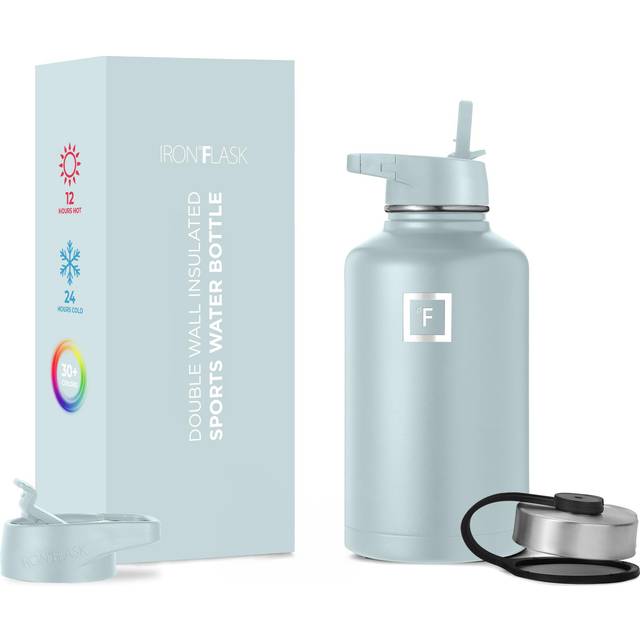 IRON ?FLASK Camping & Hiking Hydration Flask with 3 Lids - Stainless Steel  Double Walled & Vacuum Insulated Water Bottle - Leak Proof & BPA Free (Mor