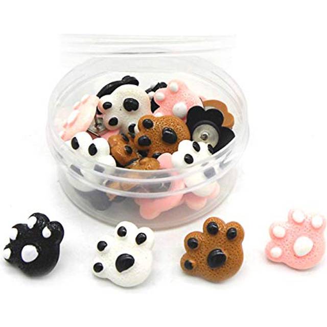 RLECS 30pcs Creative Paw Print Push Pins Animal Paw Thumb Tacks Decorative Pushpins Drawing Photo Wall Studs Office School Supplies