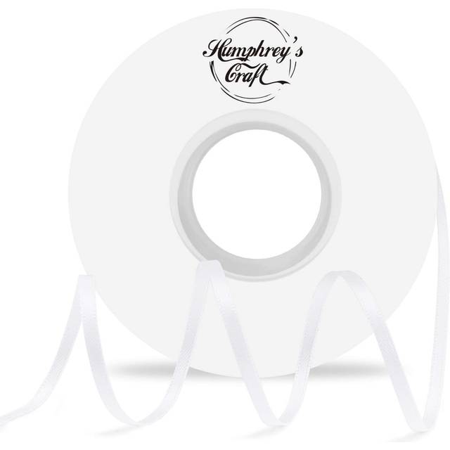 Satin Ribbon 1/8 Inch White Double Faced - 100 Yards for Gift Wrapping DIY Bows Crafts Bridal Bouquet Cutting Ceremony Sewing Christmas Wedding Baby S