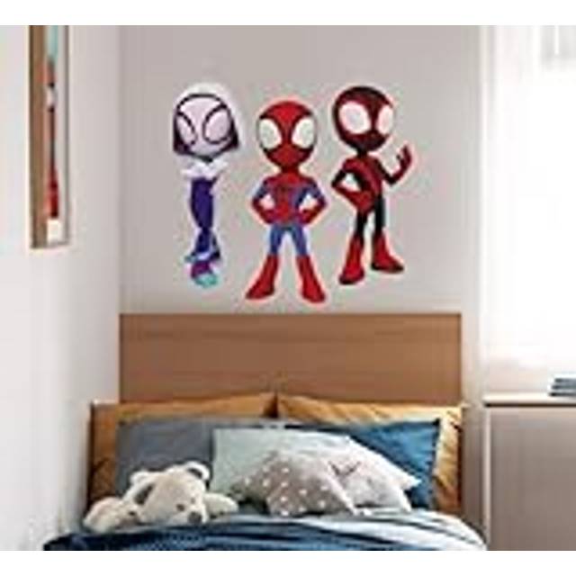 Marvel Spidey And His Amazing Friends Trio Self-adhesive Vinyl Foil Wall Stickers Pack Of 3 - Blue;Red (70cm H X 50cm W)