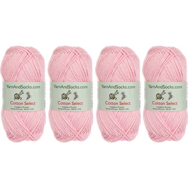 JubileeYarn Cotton Select Yarn - Sport Weight - 50g/Skein - Primrose Pink - 4 Skeins