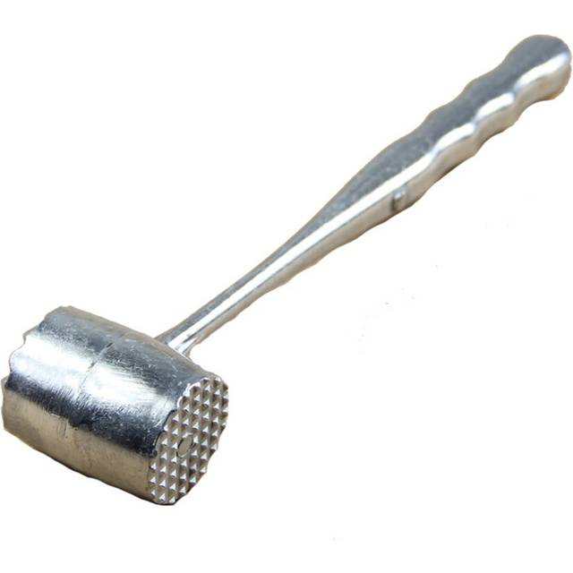 Silver Two Sides Aluminum Round Meat Hammer Mallet Tenderizer Beef Pork Chicken Beater Length 20.5cm Diameter 3.5cm (Oval)