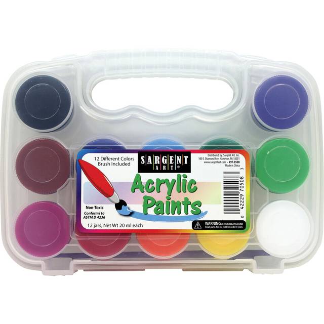 Sargent Art 970508 12ct Acrylic Paint Set with Carry Case Purple White