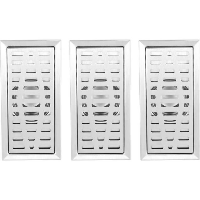 3X -Traffic Stainless Steel Bathroom Shower Square Floor Waste Grate Sanitary 20cm X10cm Floor Drain