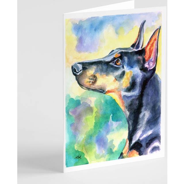 Watercolor Doberman Greeting Cards and Envelopes Pack of 8