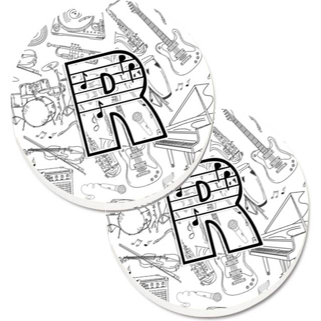 """""Caroline's Treasures Letter R Musical Note Letters Set of 2 Cup Holder Car Coasters CJ2007-RCARC  2.56  Multicolor"""""