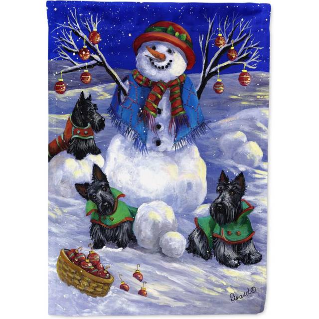 Carolines Treasures PPP3184CHF Scottie Christmas Snowman House Flag Large Porch Sleeve Pole Decorative Outside Yard Banner Artw