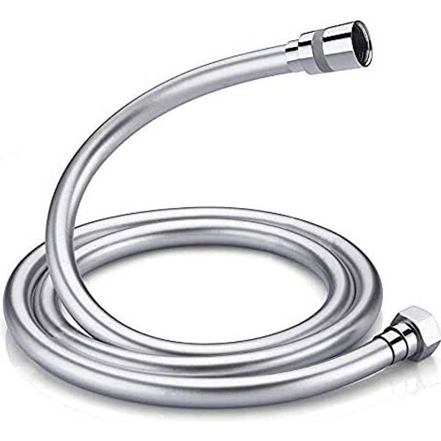 GRIFEMA G852 PVC Smooth Shower Hose 1.5m / 59 inch, Replacement Shower Pipe with Brass Connections, Flexible Anti-Twist, Silver