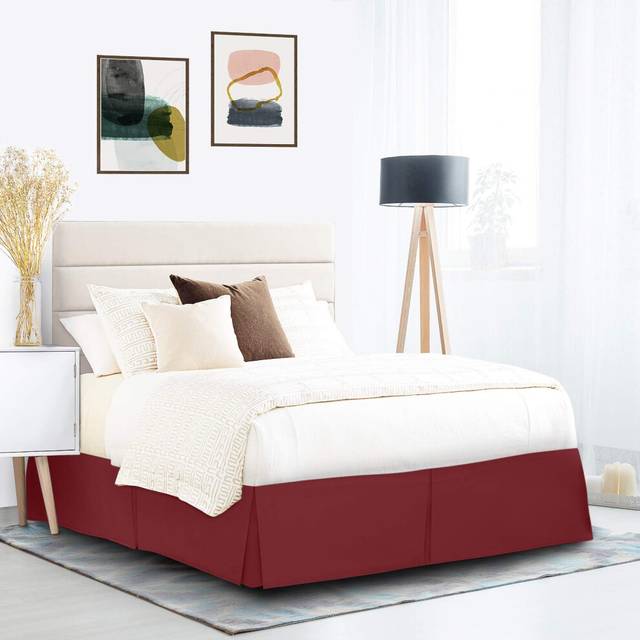 Nestl Red Heaven Twin Bed Skirt  Twin Size Bed Skirt 14 Inch Drop  Brushed Microfiber Bed Skirts  Hotel Quality Pleated Bed S